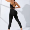 Women Yoga Set 2/Pcs Seamless Workout Outfits Yoga Sportswear Tracksuit Leggings And Thin Shoulder Strap Stretch Sports Bra Fitn - Image 2