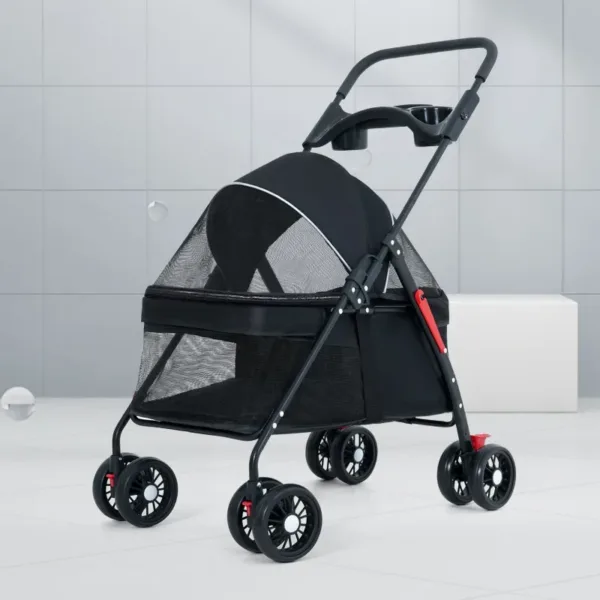 Pet Cat and Dog Universal Dog Carrier Bag Large Vision Car Dog Basket Universal Pulley Pet Stroller Lightweight FoldingCage - Image 5