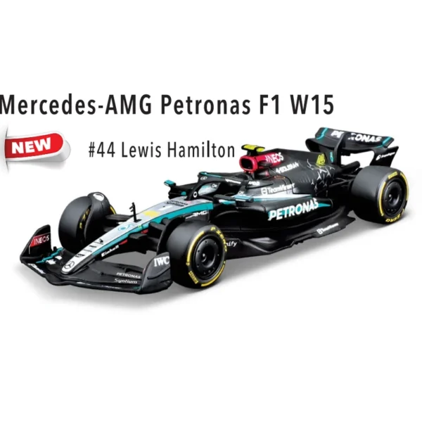 Bburago 1:43 Mercedes-AMG Petronas F1 Team W15 2024 #44 Hamilton #63 George Russell Alloy Car Die Cast Model Toy Collectible - Image 3