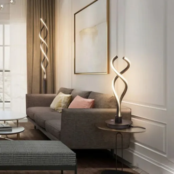 Bymaocar Modern Black Bedroom LED Spiral Table Lamp Bedside Desk Home Decoration Curved Light 6000K-6500K Low Energy Consumption - Image 3