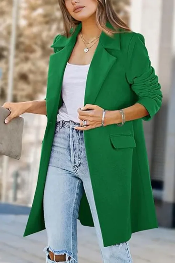 Women's Jacket Wool & Blends Winter Coat Long Outerwears Female Coats Double Breasted Women's Clothes Turn-down Collar - Image 3