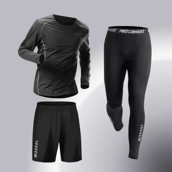 Fashion 3-5 PCS Mens Running Sportswear Set Fitness Jogging Compression Tracksuit Suit Training Sports Clothes Dry Fit Leggings - Image 13