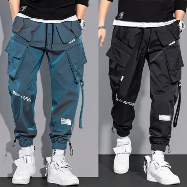 Thin Streetwear Casual Pants Men Ribbons Harem Jogging Pants Male Slim Fit Spring Cargo Pants Multi-Pockets Women Trouser K12 - Image 3