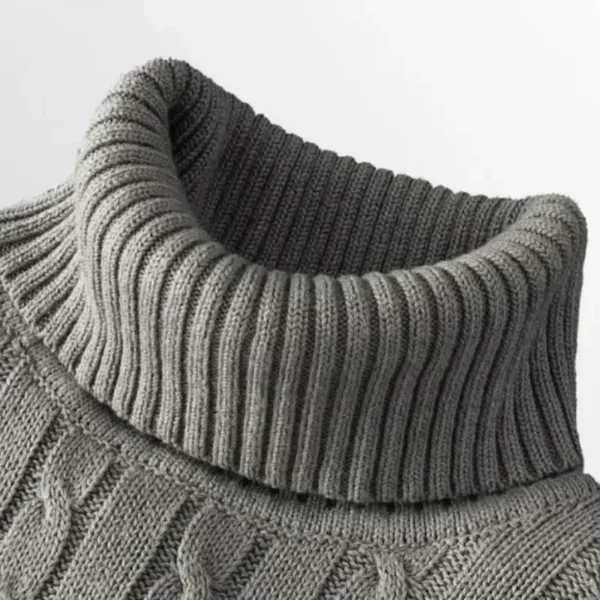 Men's High Neck Sweater Solid Color Pullover Knitted Warm Casual Turtleneck Sweatwear Woolen Mens Winter Outdoor Tops - Image 8
