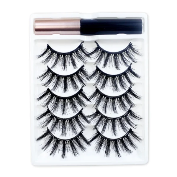 REDSIREN 5Pairs Magnetic Eyelashes With Eyeliner Reusable Thick Natural Eye Lashes New 5Piece Magnet False Eyelashes - Image 6