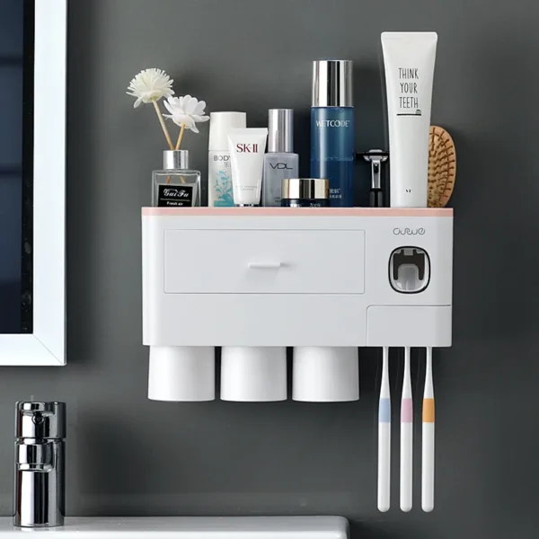Bathroom Accessories organizer Set Toothbrush Holder Automatic Toothpaste Dispenser Holder Toothbrush Wall Mount Rack Tools Set - Image 12