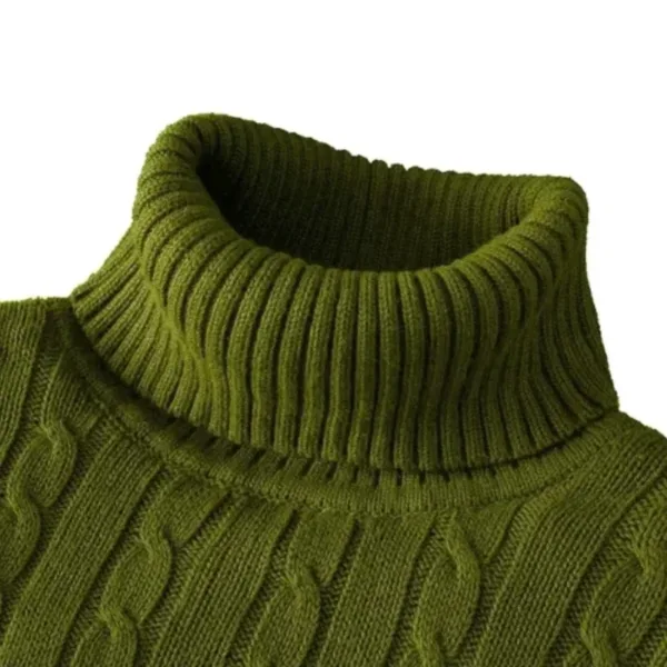 Men's High Neck Sweater Solid Color Pullover Knitted Warm Casual Turtleneck Sweatwear Woolen Mens Winter Outdoor Tops - Image 19