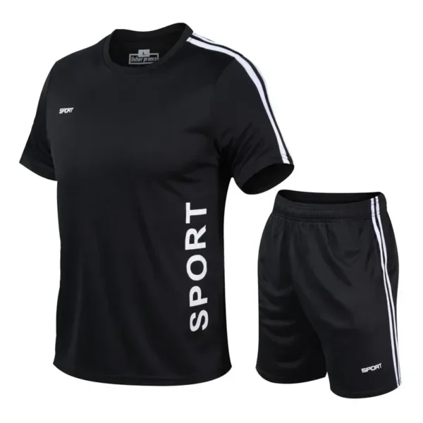 Men Running 2024 Summer Latest Sportswear Polyester Printed T-shirt + Shorts Quick Dry Sport Suit 2-piece Outfits Jogger Set - Image 8