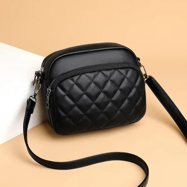 Diamond Lattice Leather Shoulder Bag - Image 6