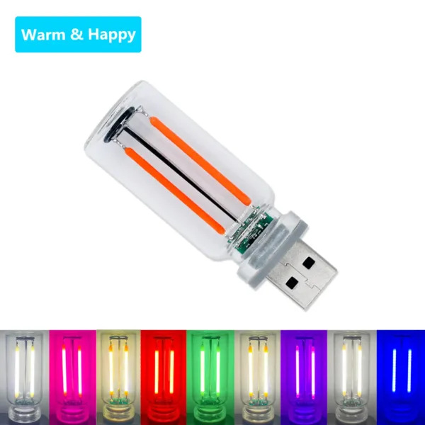 LED Retro Edison Light Bulb 0.3W DC5V USB Dimming Touch Tube Light Source Mobile Power Light Night light Bedside Light Laptop - Image 11