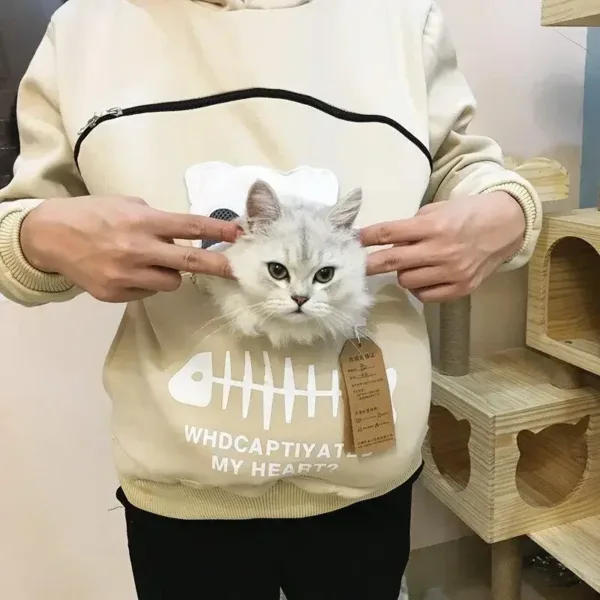 Winter Hoodies Sweatshirt Man Women Animal Pouch Hood Pullover Blouse Tops Lady Carry Dog Cat Breathable Sweatshirts 3XL - Image 7