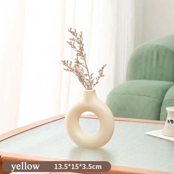 Plastic Circle Vase Donut Shape Living Room Decoration Dry Flower Vase Nordic Style Home Decor Furnishings Vase Room Decor - Image 19