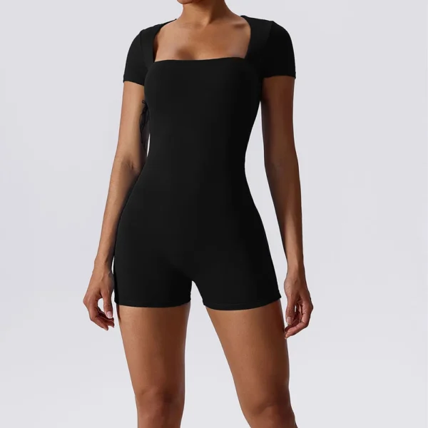 Summer Yoga Suit Women's Short One Piece Sports Suit Short Sleeve Gym Clothes Push Up Training Fitness Yoga Bodysuit Sportswear - Image 4