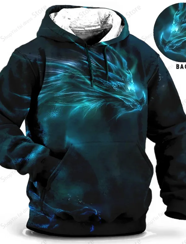 Animal Dragon 3d Print Graphic Hoodies Men Fashion Oversized Hoodies Boy Coat Women Sweats Moletom Mens Clothes Winter Tracksuit - Image 2