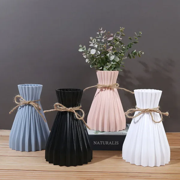 Vase Dry Flower Bottle Simple Modern Waist Cinching Creative Flower Vase Flower Arrangement Plastic Flowerpot Home Decorations - Image 2