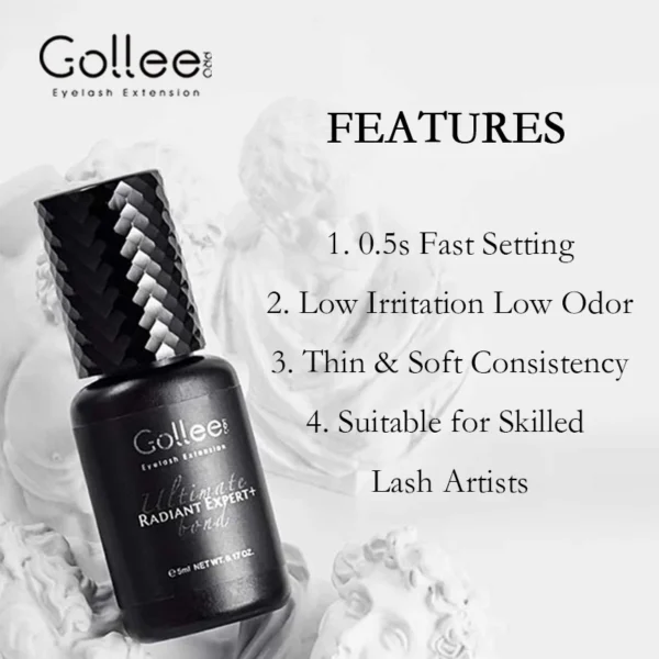 Gollee Eyelash Glue 0.5s Fast drying lashes glue for Salon Artist Eyelash Extensions Glue Profession eyelash extension supplies - Image 3