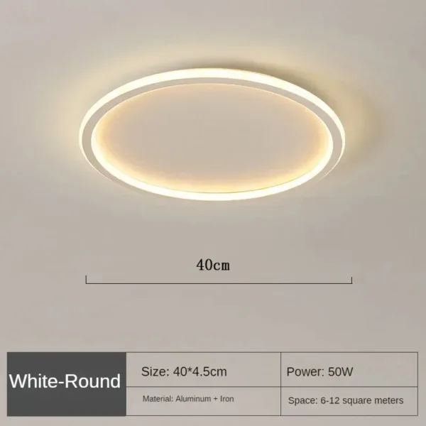 Simple Nordic Style Lighting Ceiling Lamp All White And Black Edge Modern Living Room Lamp Bedroom Home Lighting Decoration - Image 9