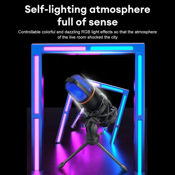 RGB Condenser Microphones Professional Microphone Karaoke System Gaming Singing Recording Micro Mic For PC Computer Laptop - Image 4
