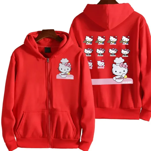 Sanrio Anime Cute Printed Hoodies Women Cartoon Hello Kitty Y2k Korean Students Loose Sweatshirt Fashion Sweet Cardigan Clothing - Image 7
