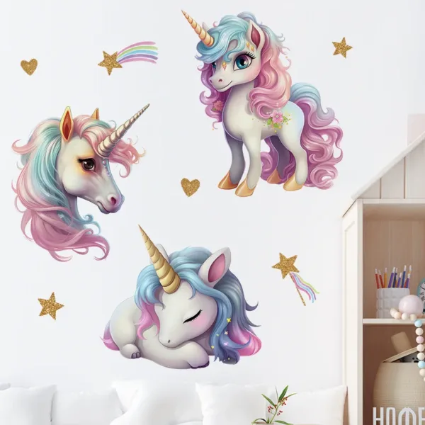 Unicorn Decorative Vinyl Child Wall Stickers For Baby Girl Room Decor Adhesive Wallpaper Bedroom Accessories Wall Art Room Decor - Image 7