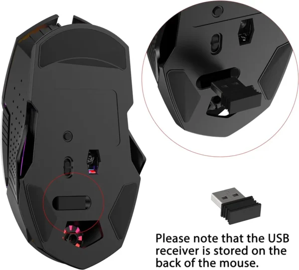 Ziyoulang X18 Wireless Gaming Mouse 2.4G 7 RGB Light 2400 DPI 600mAh Intelligent Power Saving Silent Click USB Receiver Optical - Image 5