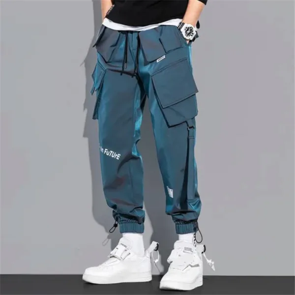 Thin Streetwear Casual Pants Men Ribbons Harem Jogging Pants Male Slim Fit Spring Cargo Pants Multi-Pockets Women Trouser K12 - Image 4