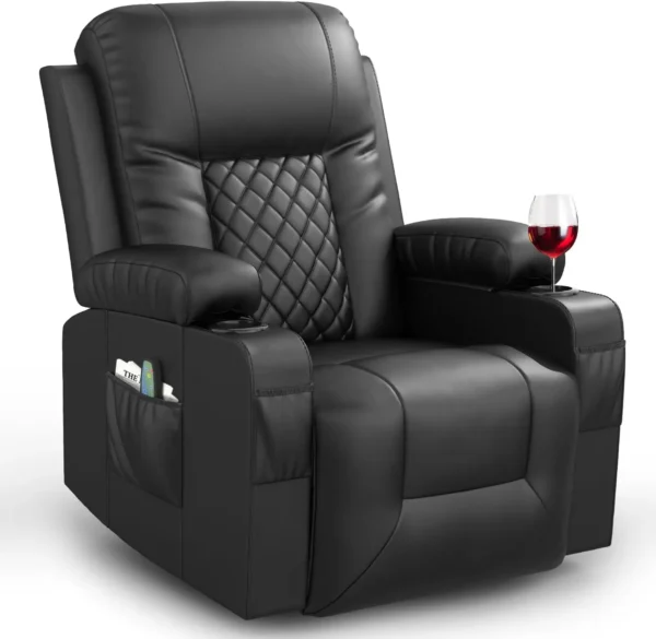 Recliner Chairs for Adults, Massage Rocker with Heated Modern Ergonomic Lounge 360 Degree Swivel Single Sofa Seat Living Room - Image 2