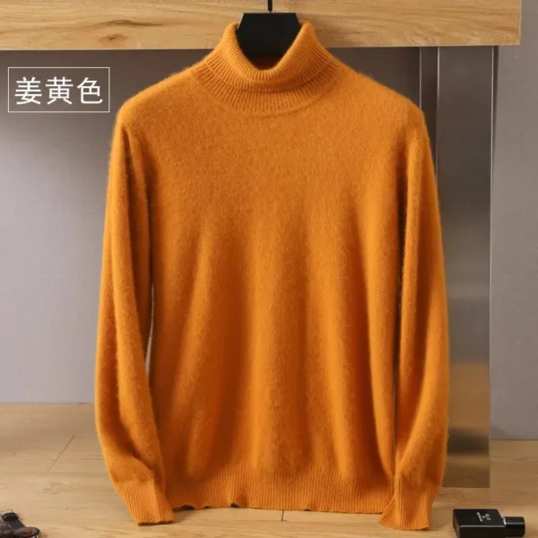 Men's 100% pure Mink velvet Cashmere Sweater High Lapels Pullovers Knitted Winter New Tops Long Sleeve High-End Jumpers - Image 12