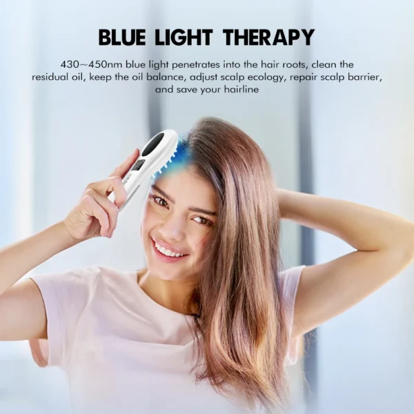 Electric Scalp Applicator Liquid Comb For Hair Growth Red Blue Light Therapy Vibration Hair Roots Massage Comb