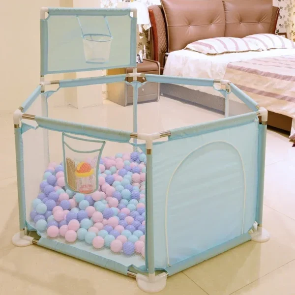 IMBABY Baby Playpen Green Hexagon Playpen for Children with Basketball Board Children's Playpen Ball Pit Baby Playground Fence - Image 6