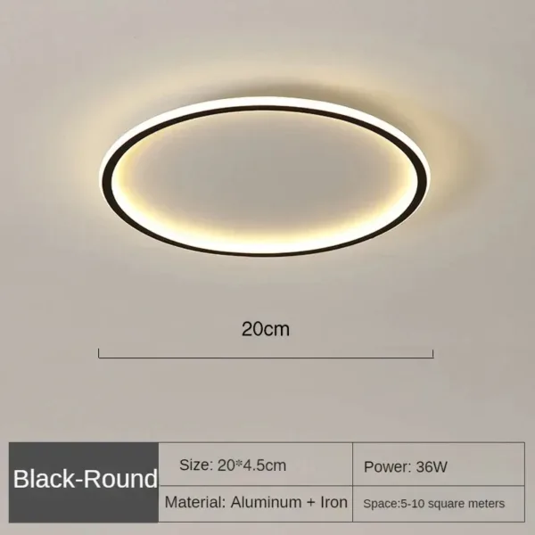 Simple Nordic Style Lighting Ceiling Lamp All White And Black Edge Modern Living Room Lamp Bedroom Home Lighting Decoration - Image 3
