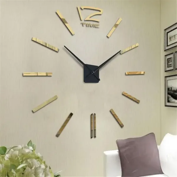 DIY Wall Clock for Home Office 60cm Frameless Modern 3D Wall Clock Mirror Stickers Hotel Room Design School Decoration Decor