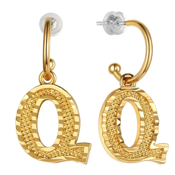 Vintage Gold Alphabet Earrings - Image 16