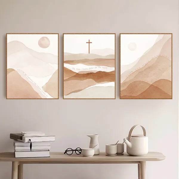 Jesus Cross Minimal Art Prints Faith Can Move Mountains Canvas Poster Bible Verse Painting Modern Scripture Wall Decor Pictures - Image 4