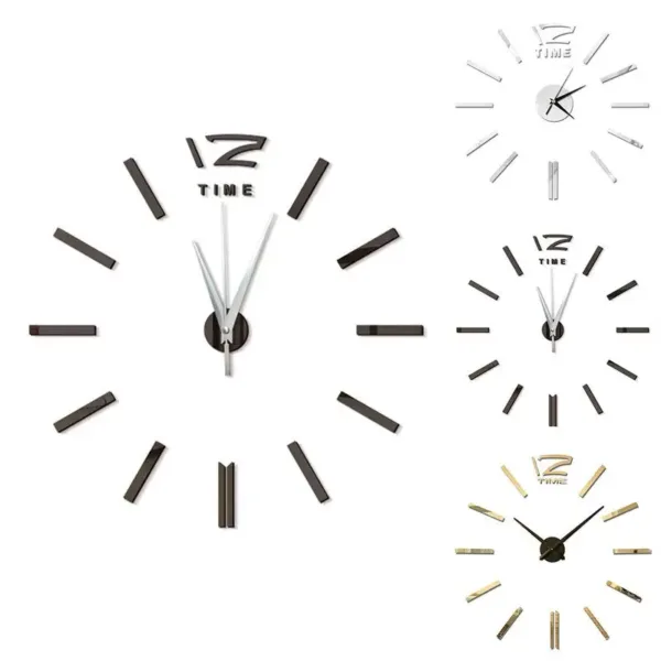 DIY Wall Clock for Home Office 60cm Frameless Modern 3D Wall Clock Mirror Stickers Hotel Room Design School Decoration Decor - Image 3