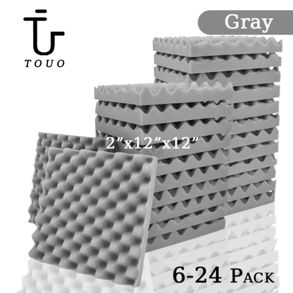 TOUO Egg Trough Acoustic Foam 6/12/24 Pcs Self-Adhesive Studio Wedge Tiles Sound Proofing Padding Wall Sound Proof Foam Panels - Image 2