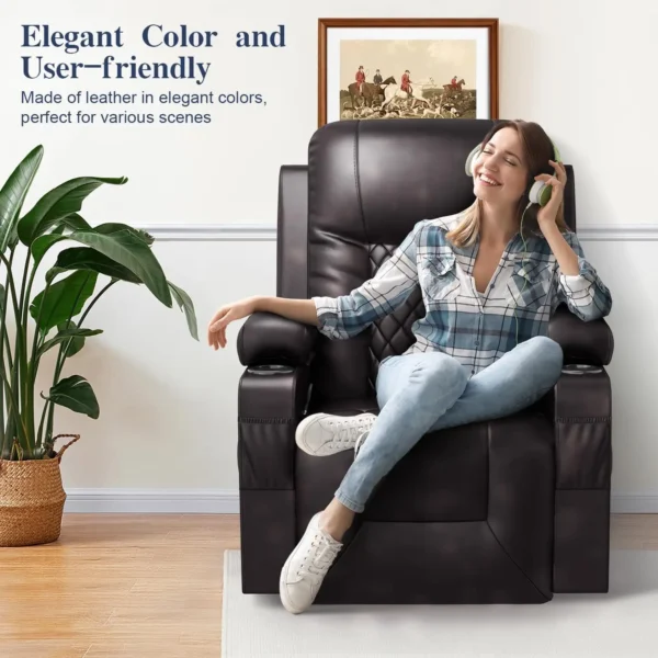 Recliner Chairs for Adults, Massage Rocker with Heated Modern Ergonomic Lounge 360 Degree Swivel Single Sofa Seat Living Room - Image 7