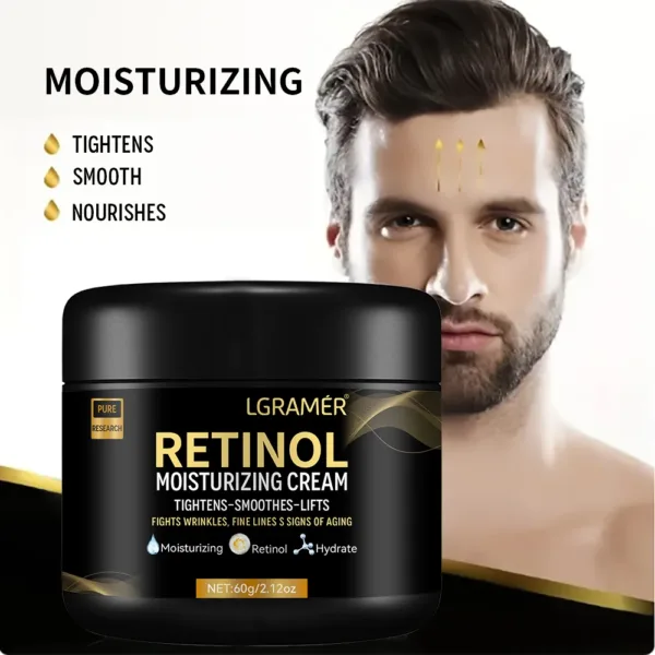 Men Retinol Face Cream Remove Wrinkle Firming Lifting Whitening Brightening Moisturizing Facial Skin Beauty Care 60g - Image 4