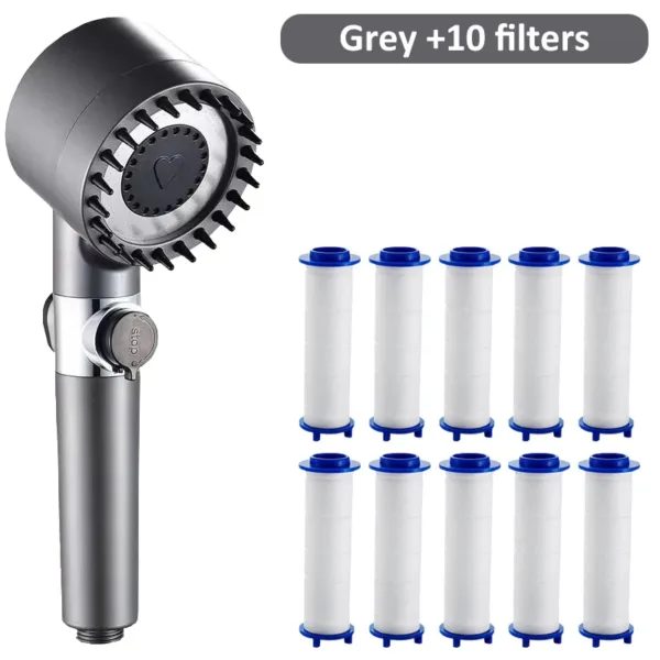 High Pressure Shower Head 4 Modes Adjustable Showerhead With Massage Brush Filters Water Saving Shower Bathroom Accessories - Image 7