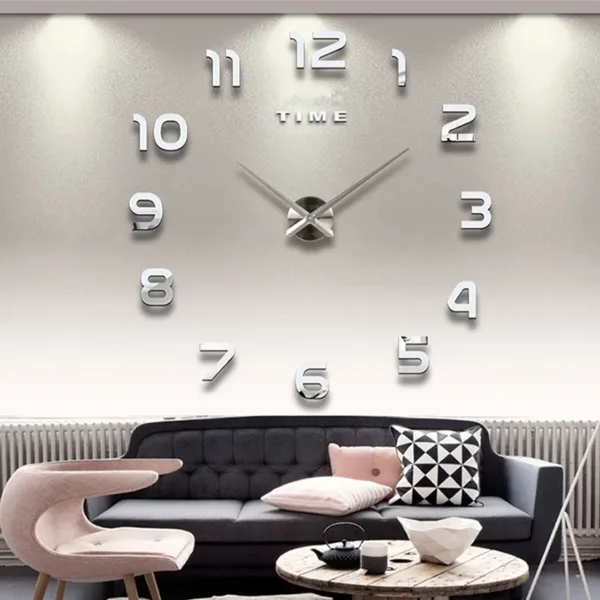 Fashion Modern Design Large Wall Clock 3D DIY Quartz Clocks Watches Acrylic Mirror Stickers Living Room Home Decor Horloge - Image 9