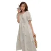 Pregnacy Dress Bowknot Dress Women Bubble Sleeves Chiffon Small Flower Printing Maternity Clothing Pregnant Woman Clothes - Image 4
