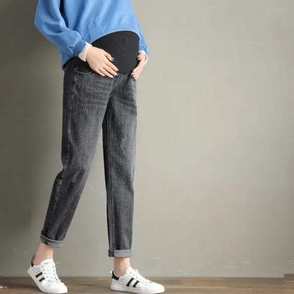 Pregnancy Abdominal Pants Boyfriend Jeans Maternity Pants For Pregnant Women Clothes High Waist Trousers Loose Denim Jeans - Image 3