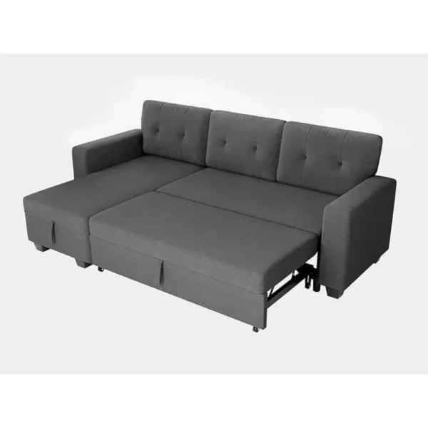 Sofa Bed Reversible Convertible Sleeper Pull Out Couches with Storage Chaise, Linen Fabric Furniture for Living Room, Bedroom - Image 12