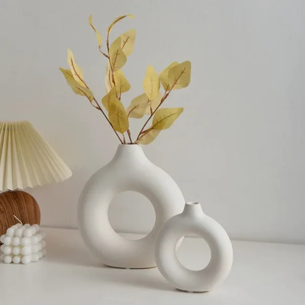 Plastic Circle Vase Donut Shape Living Room Decoration Dry Flower Vase Nordic Style Home Decor Furnishings Vase Room Decor - Image 18