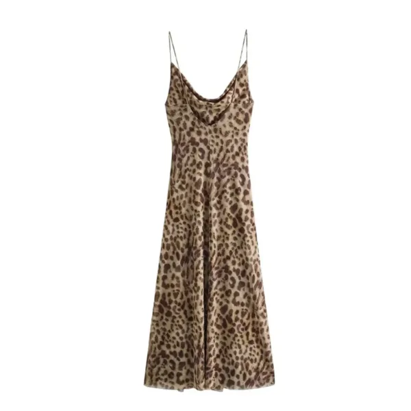 ASDS Leopard Print Long Dress Women Tulle Backless Slip Dress Woman Summer Sexy Holiday Dresses 2024 Vintage Midi Party Dresses - Image 6
