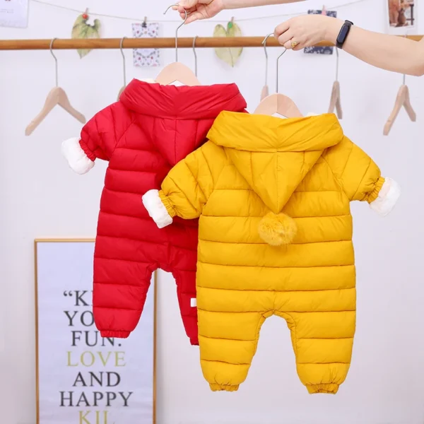 OLEKID 2024 Newborn Baby Jumpsuit Hooded Plus Velvet Warm Baby Boys Snowsuit Toddler Snow Suit Baby Girl Cotton Overalls Rompers - Image 10