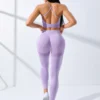 Women Yoga Set 2/Pcs Seamless Workout Outfits Yoga Sportswear Tracksuit Leggings And Thin Shoulder Strap Stretch Sports Bra Fitn - Image 6