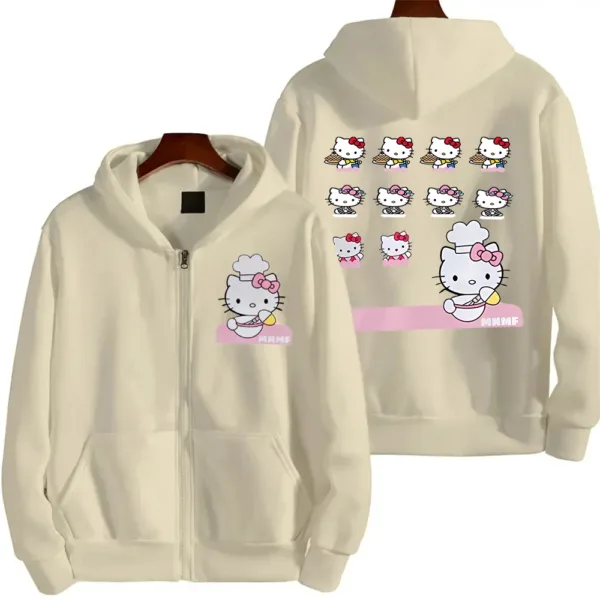 Sanrio Anime Cute Printed Hoodies Women Cartoon Hello Kitty Y2k Korean Students Loose Sweatshirt Fashion Sweet Cardigan Clothing - Image 10