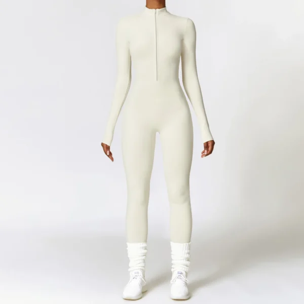 Zipper Yoga Rompers Long Sleeved One-piece Women's Sportswear Gym Jumpsuits Workout High-intensity Fitness Skin-tight Garment - Image 6
