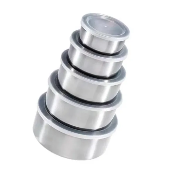 5Pcs/set Salad Bowl Stackable Stainless Steel Mixing Set with Lid Storage Bowl Whisking Bowl for Serving/Cooking/Baking/Storage - Image 3